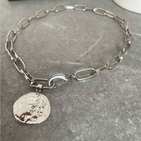 Silver large link chain necklace 14” - Picture 2 of 3